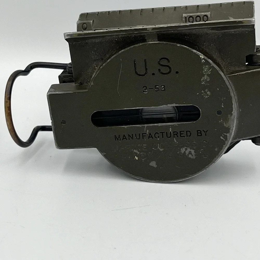 1953 Korean War Lensatic Magnetic Marine Compass Co Pembroke, Mass Marine Corp
